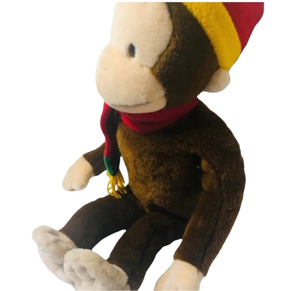 Vintage Curious George Soft Plush Monkey Large 24" Winter Hat & Scarf - Picture 5 of 16